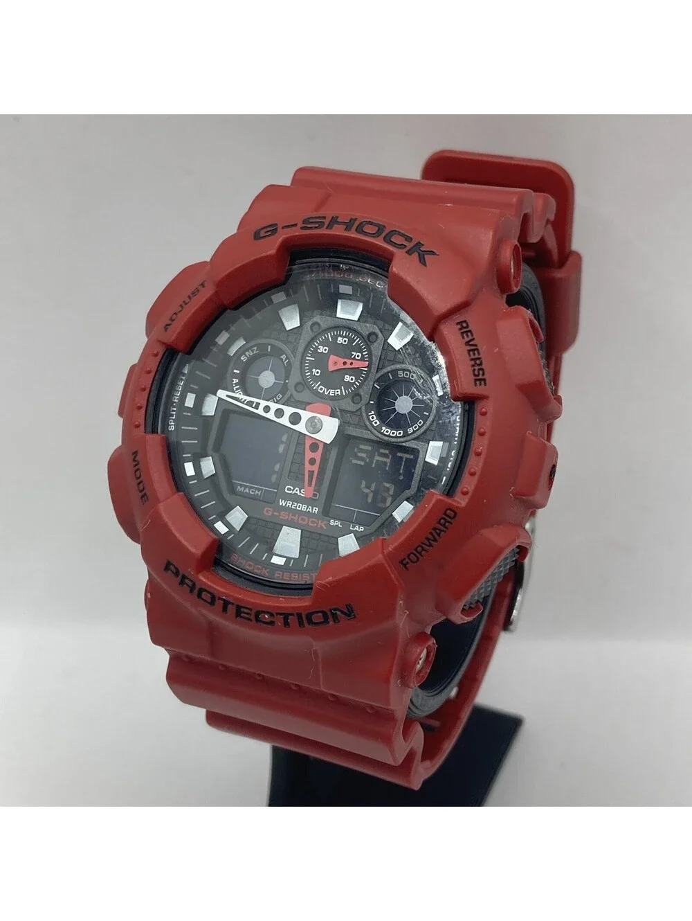 Men’s Casio G-Shock GA-100B Red Resin Band Digital Analog Watch 5081 New Battery